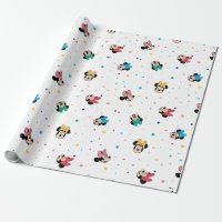 Minnie Mouse Rainbow Bow Pattern Wrapping Paper