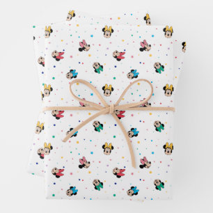 Minnie Mouse Rainbow Bow Pattern Wrapping Paper Sheets