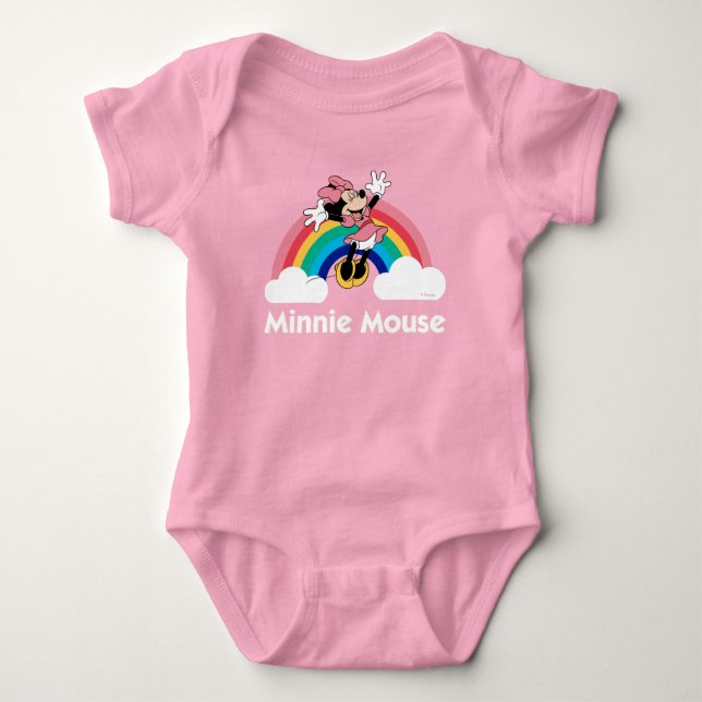 Minnie Mouse | Rainbow & Clouds Baby Bodysuit (Front)