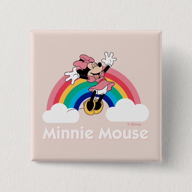Minnie Mouse | Rainbow & Clouds Button (Front)