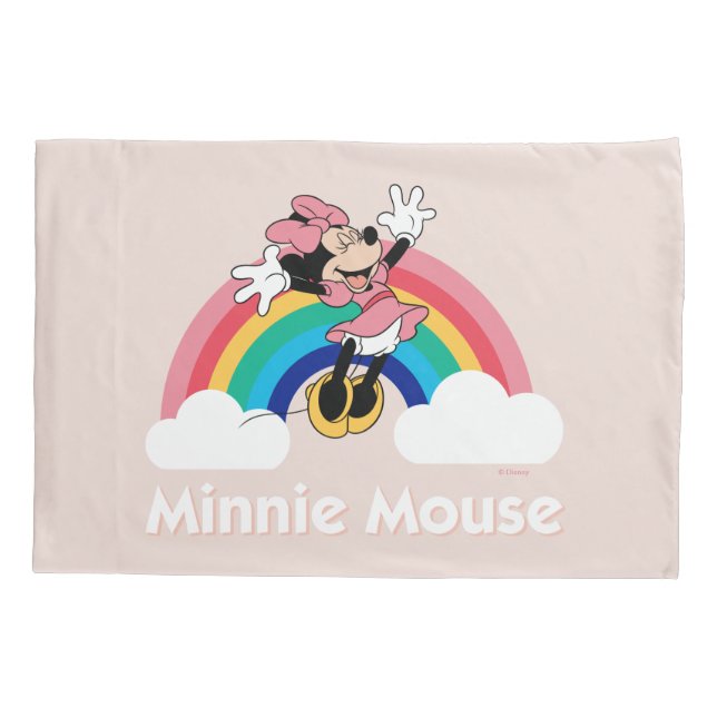 Minnie Mouse | Rainbow & Clouds Pillow Case (Back)