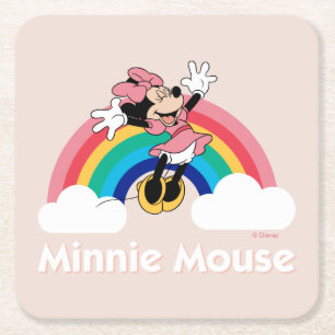Minnie Mouse Rainbow & Clouds Square Paper Coaster