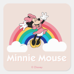 Minnie Mouse   Rainbow & Clouds Square Sticker