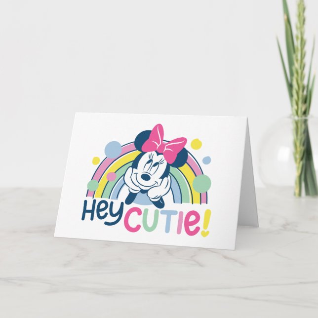Minnie Mouse Rainbow - Hey Cutie Card (Front)