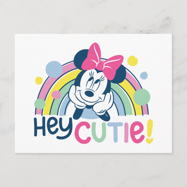 Minnie Mouse Rainbow - Hey Cutie Postcard (Front)