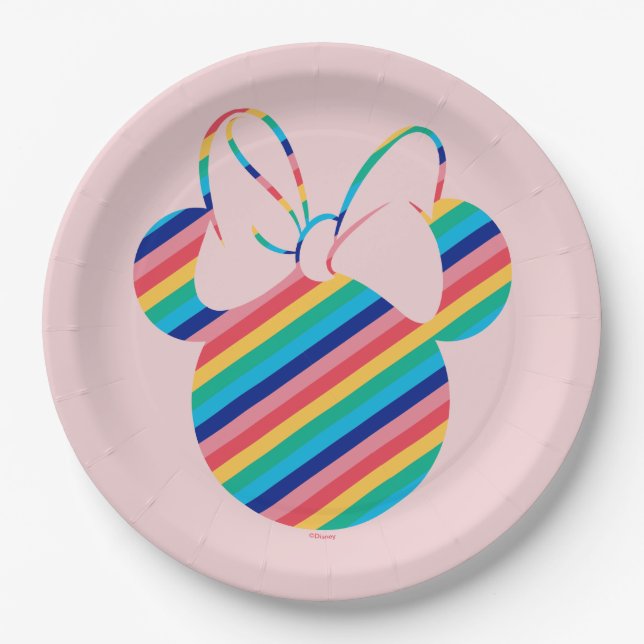 Minnie Mouse Rainbow Icon Paper Plates (Front)