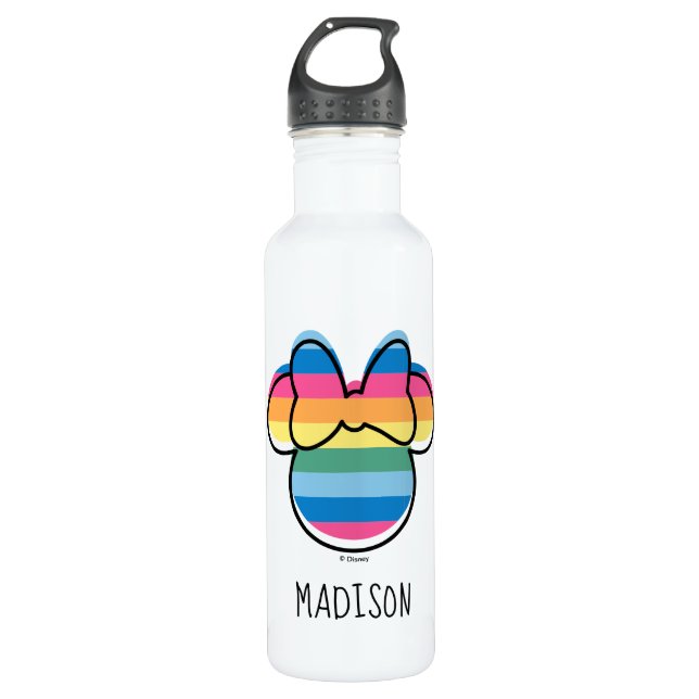 Minnie Mouse | Rainbow Icon Stainless Steel Water Bottle (Front)