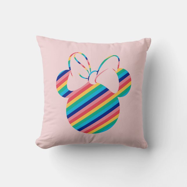 Minnie Mouse Rainbow Icon Throw Pillow (Front)