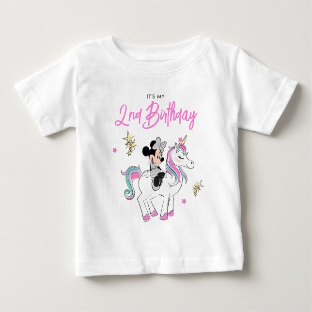 Minnie Mouse | Rainbow Unicorn Girls Birthday Baby T-Shirt (Front)