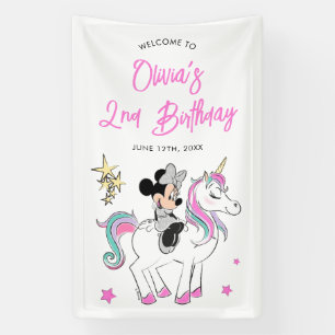 Minnie Mouse   Rainbow Unicorn Girls Birthday Banner