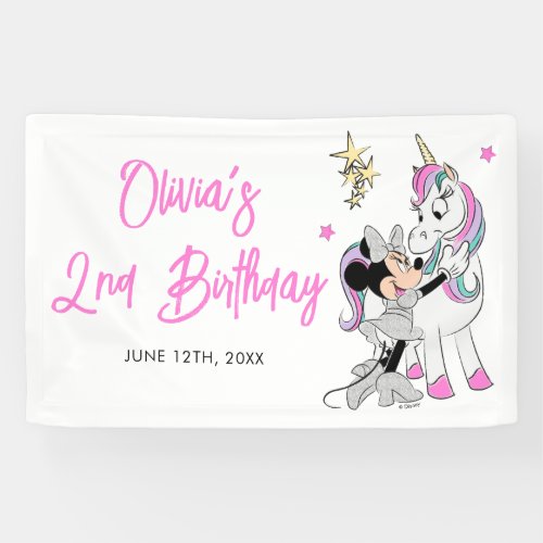 Minnie Mouse  Rainbow Unicorn Girls Birthday Banner