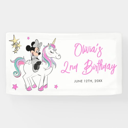 Minnie Mouse  Rainbow Unicorn Girls Birthday Banner