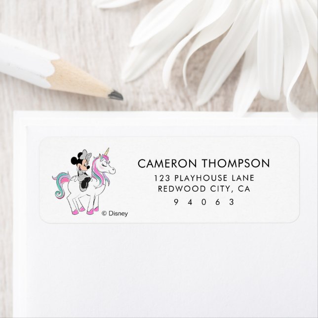 Minnie Mouse | Rainbow Unicorn Girls Birthday Label (Insitu)