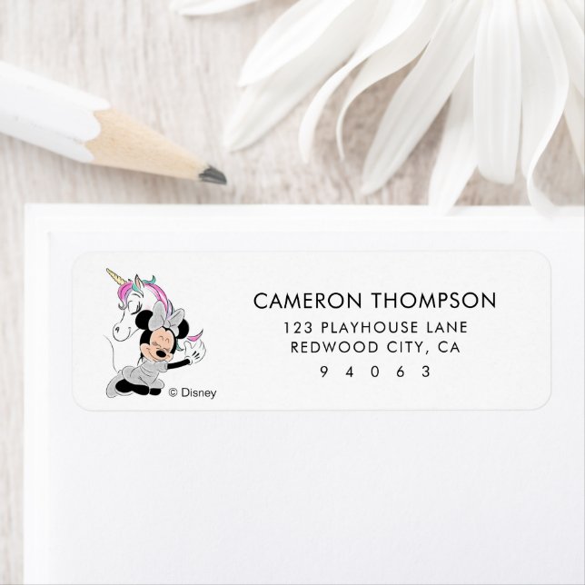 Minnie Mouse | Rainbow Unicorn Girls Birthday Label (Insitu)