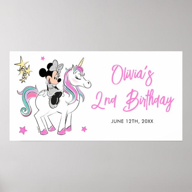 Minnie Mouse | Rainbow Unicorn Girls Birthday Poster (Front)