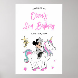 Minnie Mouse   Rainbow Unicorn Girls Birthday Poster