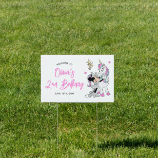 Minnie Mouse | Rainbow Unicorn Girls Birthday Sign