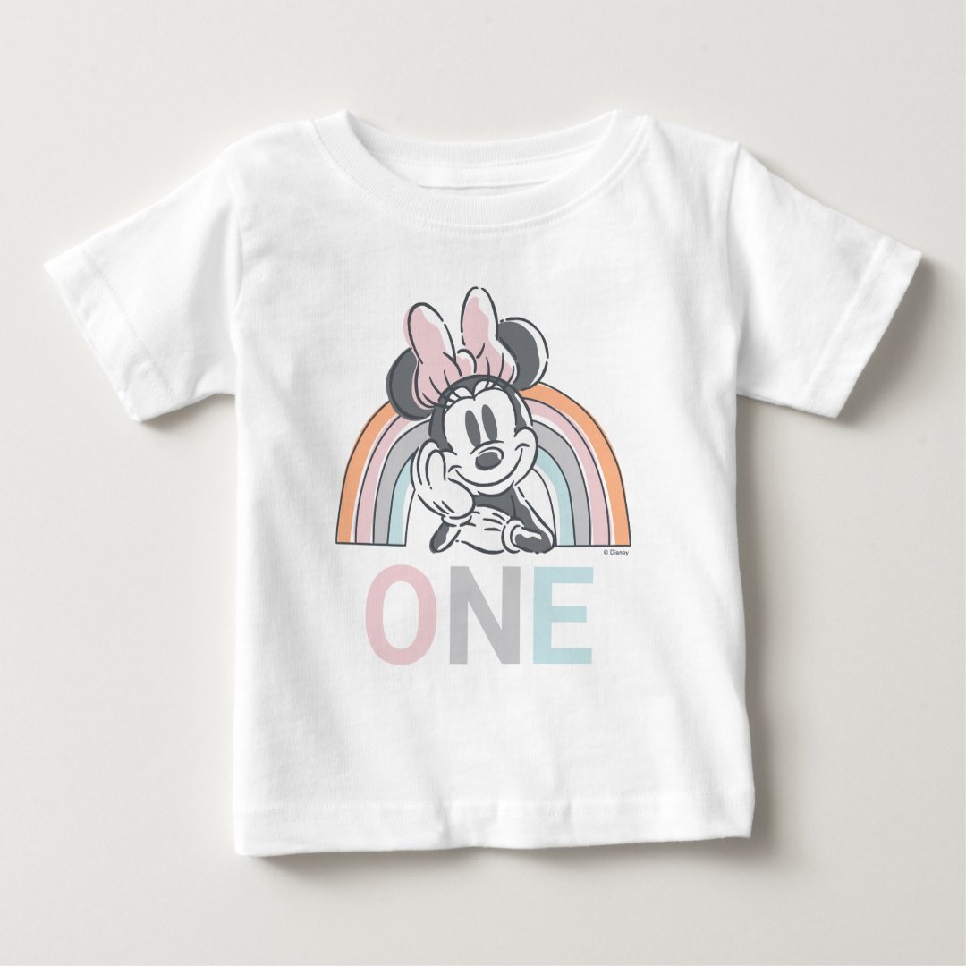 Minnie Mouse Rainbow Watercolor 1st Birthday Baby                    T-Shirt