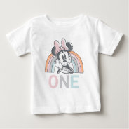 Minnie Mouse Rainbow Watercolor 1st Birthday Baby T-shirt at Zazzle