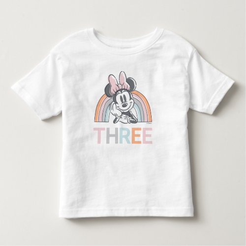 Minnie Mouse Rainbow Watercolor 3rd Birthday Toddler T_shirt