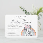 Minnie Mouse Rainbow Watercolor Baby Shower Invitation (Standing Front)