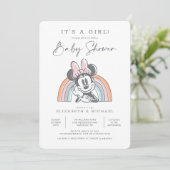Minnie Mouse Rainbow Watercolor Baby Shower Invitation (Standing Front)