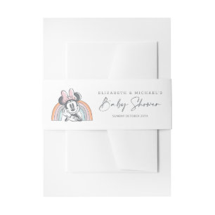 Minnie Mouse Rainbow Watercolor Baby Shower Invitation Belly Band