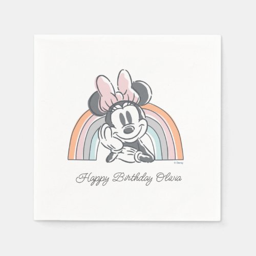 Minnie Mouse Rainbow Watercolor Birthday Napkins