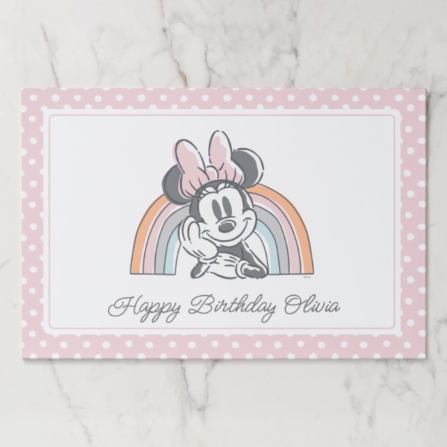 Minnie Mouse Rainbow Watercolor Birthday Placemats (Front)