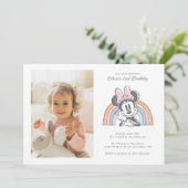 Minnie Mouse Rainbow Watercolor Photo Birthday Invitation (Standing Front)
