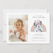 Minnie Mouse Rainbow Watercolor Photo Birthday Invitation (Front)