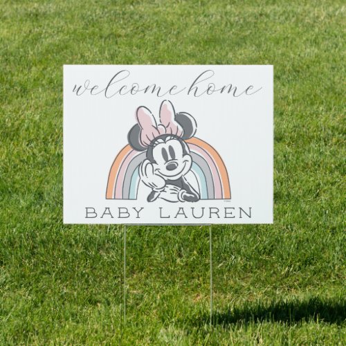 Minnie Mouse Rainbow Welcome Home Baby Sign