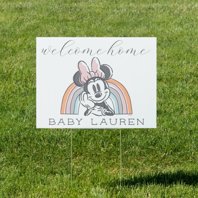 Minnie Mouse Rainbow Welcome Home Baby Sign (Insitu)