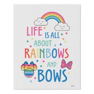 Minnie Mouse   Rainbows and Bows Faux Canvas Print