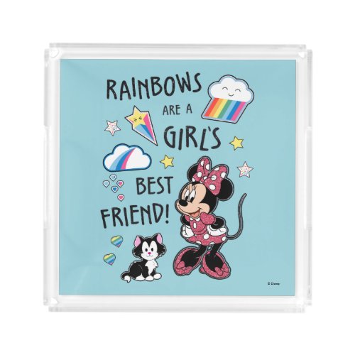 Minnie Mouse Rainbows are a Girls Best Friend Acrylic Tray