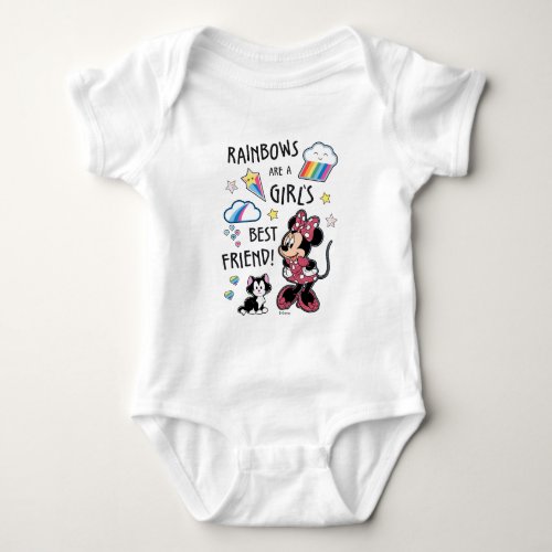 Minnie Mouse Rainbows are a Girls Best Friend Baby Bodysuit