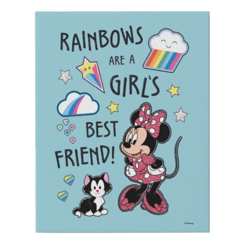 Minnie Mouse Rainbows are a Girls Best Friend Faux Canvas Print