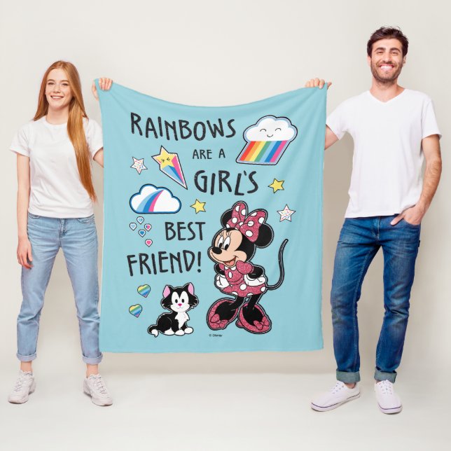 Minnie Mouse| Rainbows are a Girls Best Friend Fleece Blanket (In Situ)