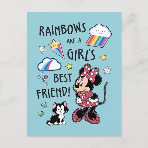 Minnie Mouse Rainbows are a Girls Best Friend Postcard