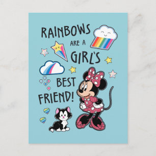 Minnie Mouse  Rainbows are a Girls Best Friend Postcard
