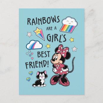 Minnie Mouse| Rainbows Are A Girls Best Friend Postcard by MickeyAndFriends at Zazzle