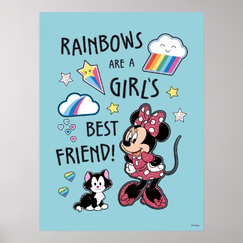 Minnie Mouse Rainbows are a Girls Best Friend Poster
