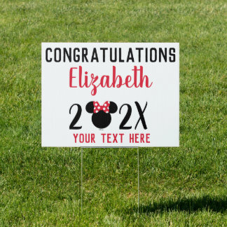 Minnie Mouse | Red and Black Graduation Sign
