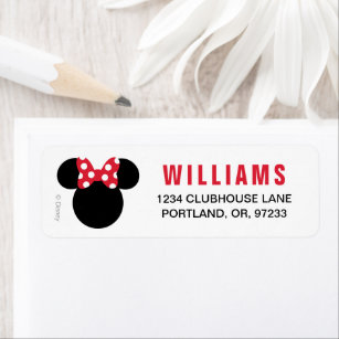 Minnie Mouse   Red and White Birthday Label