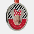 Minnie Mouse - Red | Baby's 1st Christmas - Photo Metal Ornament | Zazzle