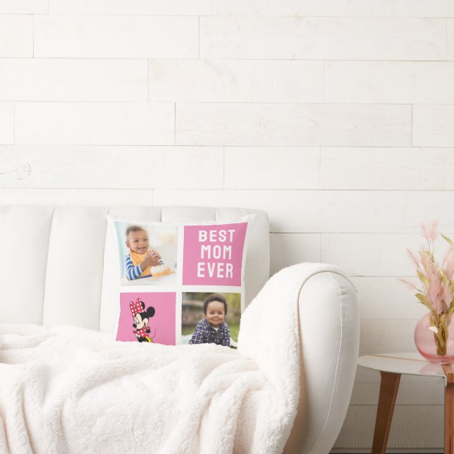 Minnie Mouse Red Polka Dot Dress | Best Mom Ever Throw Pillow (Couch)