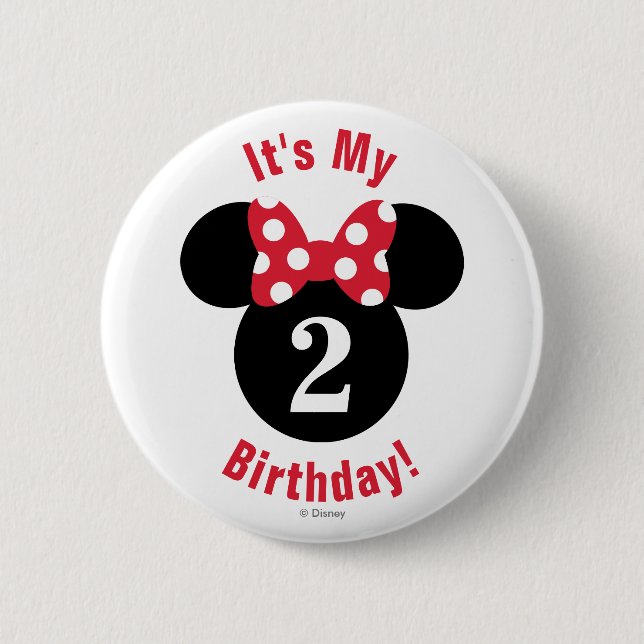 Minnie Mouse | Red & White Birthday Button (Front)