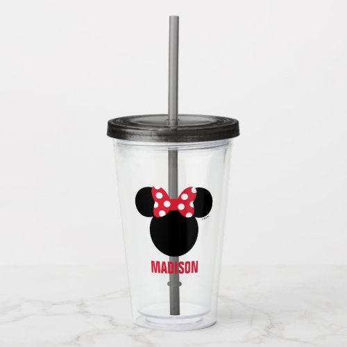 Minnie Mouse  Red  White Birthday Party Favor Acrylic Tumbler