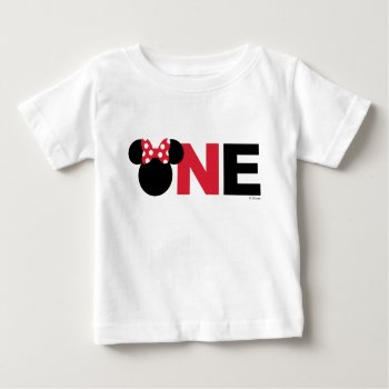 Minnie Mouse | Red & White First Birthday Baby T-shirt by MickeyAndFriends at Zazzle