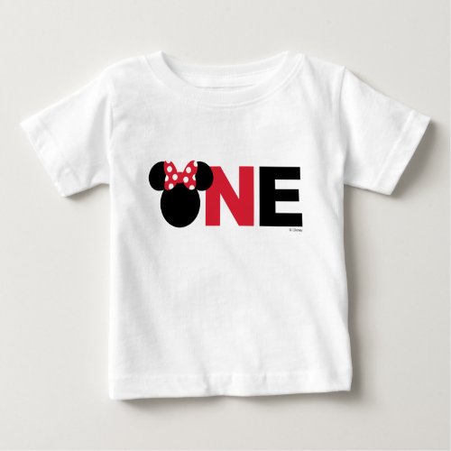 Minnie Mouse  Red  White First Birthday Baby T_Shirt